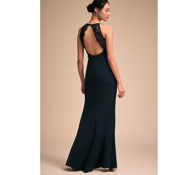 New Anthropologie BHLDN Foundry Dress HALTER-NECK $260 SIZE 10 Navy Lace Detail - Picture 3 of 6